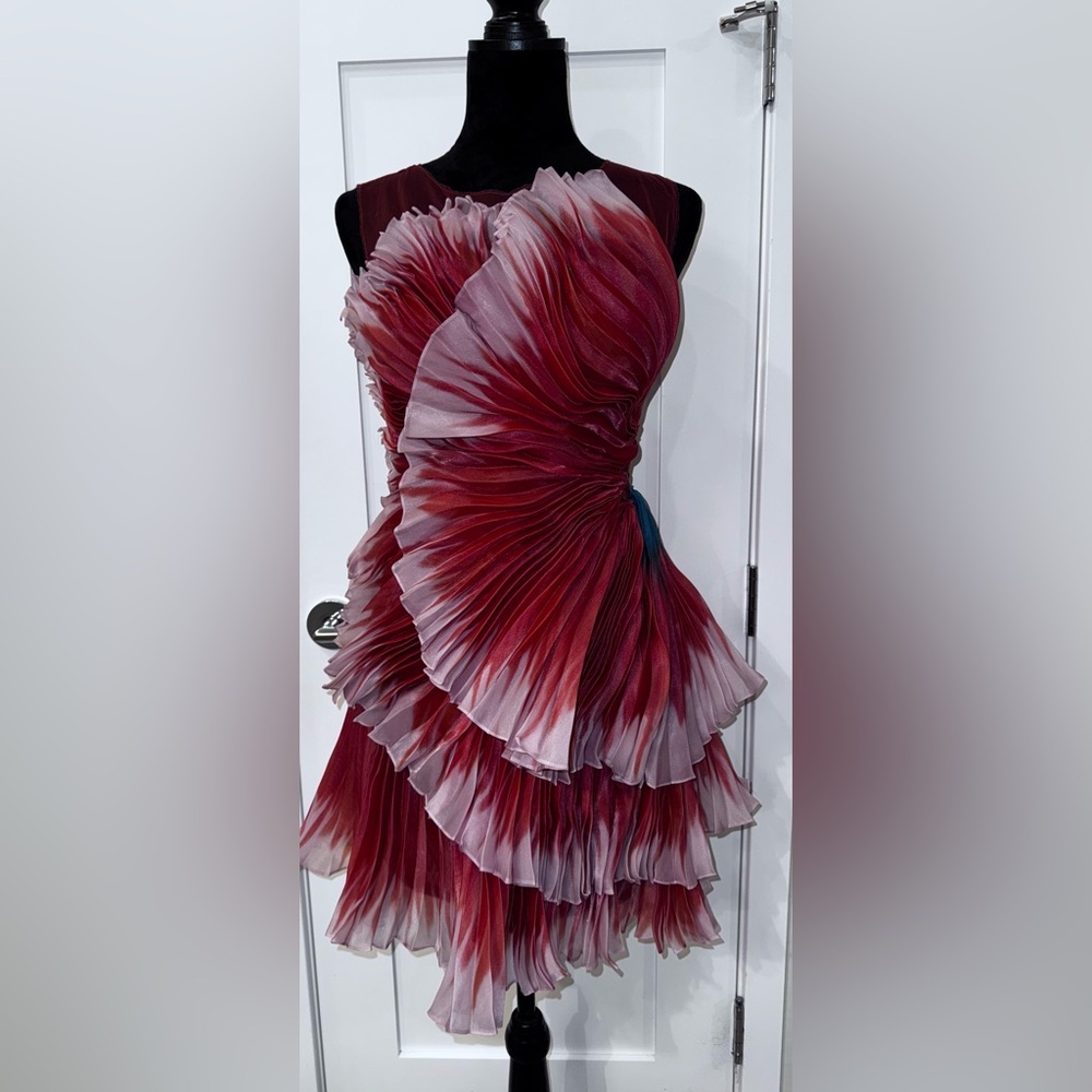 Geisha Designs 3D Floral Asymmetrical Mini Dress XS